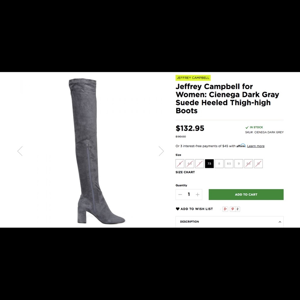 JEFFREY CAMPBELL tall chunky grey boots